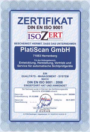 ISO 9001 : 2008 certificate